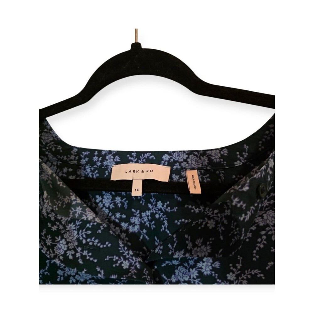 Lark & Ro Floral Popover Blouse Size 14 Long Sleeve - Picture 3 of 5